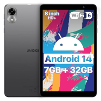 Andriod 14 Tablet Mini,5G-Wifi 6 Tablet 8 palců Pouze 368 g, pohodlnější kovové tělo, HD 1280*800 IPS plně laminovaná obrazovka,