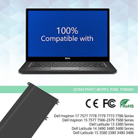 Shentec 33YDH Baterie pro notebooky Dell Inspiron 17 7000 7773 7778 7779 Latitude 13 3380 14 3490 15 3590 3580 PVHT1 081PF3 P30E