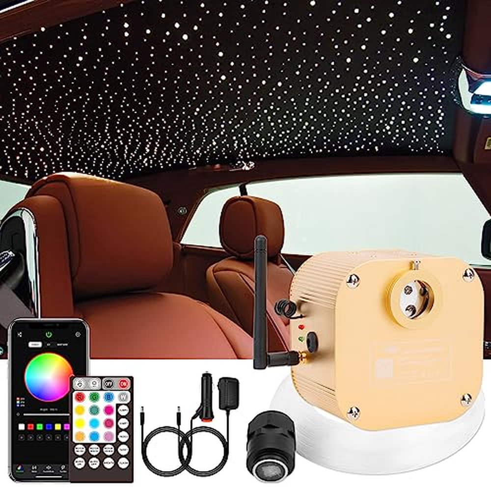 CHINLY Bluetooth 16W RGBW Twinkle LED optické vlákno hvězda stropní světlo kit APP / dálkové ovládání 550cs * 0,75mm * 4m pro do