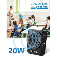 YOHOOLYO Mini 20W dobíjecí hlasový zesilovač, přenosný mikrofonní reproduktor s nastavitelným náhlavním mikrofonem, hlasový zesi