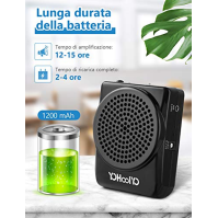 YOHOOLYO Mini 20W dobíjecí hlasový zesilovač, přenosný mikrofonní reproduktor s nastavitelným náhlavním mikrofonem, hlasový zesi