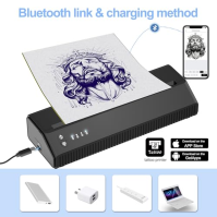 MHT-P8008 Tattoo Stencil Printer, Blackbudda Tattoo Printer Machine with 20 Pcs Tattoo Transfer Paper, Tattoo Printer Kit for Ta