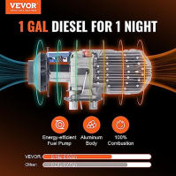 VEVOR All-in-One Přenosný naftový ohřívač 12V 5kW Diesel Air Heater 0,16-0,52 L/h 8~36°C Nastavitelný 15-20 m² LCD a dálkové ovl