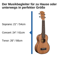 Cascha Sopránové ukulele Set Děti Dospělí I Ukulele Starter Kit 3 trsátka Taška Německý návod Ladička I Sopránové ukulele Mahago