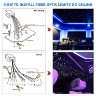 GIDEALED Twinkle Fiber Optic Lights Star Headliner kit, Smart APP/Remote/Sound Activated RGBW LED Light Engine, 450ks 9,8ft (0,0