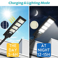 Wstan 400 W solární LED pouliční lucerna se senzorem pohybu a dálkovým ovládáním, 432 LED čipů, vodotěsná IP65 dobíjecí v deštiv