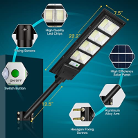 Wstan 400 W solární LED pouliční lucerna se senzorem pohybu a dálkovým ovládáním, 432 LED čipů, vodotěsná IP65 dobíjecí v deštiv