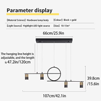 Eoodis Moderní LED závěsné světlo Stmívatelné lineární závěsné světlo s dálkovým ovládáním Lustr Výškově nastavitelné závěsné sv