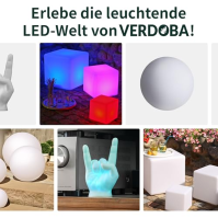 VERDOBA LED kostka venkovní s dobíjecí baterií - LED kostka s připojením USB-C - osvětlená kostka venkovní se změnou barev - ven