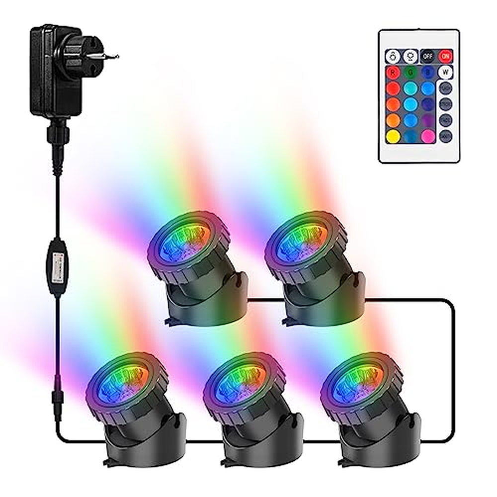 NATPOW osvětlení jezírka LED pod vodou, podvodní osvětlení RGB podvodní osvětlení jezírka s dálkovým ovládáním, vodotěsné IP68, 