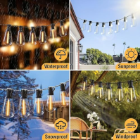 Svater Solar String Lights ST38 100FT Solar Powered String Lights Vodotěsné venkovní/vnitřní LED osvětlení se 4 režimy, 50+2 pla