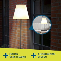 Solární stojací lampa Hoberg | Bezdrátová a stmívatelná | Energeticky úsporné, teplé bílé LED diody | Dobíjení baterie pomocí so