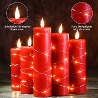 Svíčky bez plamene 5-Pack Fairy String Lights LED Candles, 360 stupňový pozorovací úhel, s hvězdicovými světly, s 10klávesovým d