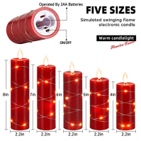 Svíčky bez plamene 5-Pack Fairy String Lights LED Candles, 360 stupňový pozorovací úhel, s hvězdicovými světly, s 10klávesovým d