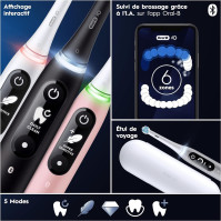 Elektrické zubní kartáčky Oral-B iO 6, Bluetooth, bílý a růžový, 2 rukojeti s černobílým displejem, 3 kartáčky