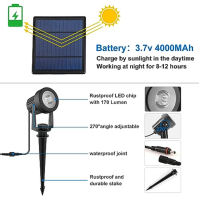 NATPOW solární zahradní reflektor, solární zahradní světlo LED solární reflektor solární lampy pro zahradu venku, IP65 vodotěsné