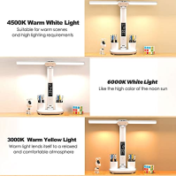 Wisada LED stolní lampa 3200 mA Studijní stolní lampa USB nabíjecí port Atmosférické noční světlo s držákem na pero/obrazovku Te