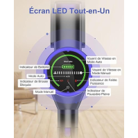 Akumulátorový vysavač VAKYOU, tyčový vysavač s bezkartáčovým motorem 33Kpa a LED displejem 450W vysavač 7 * 2500mAh dobíjecí leh