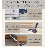 Akumulátorový vysavač, multifunkční tyčový a skládací vysavač, nastavitelný sací výkon 21Kpa/30Kpa, flexibilní vysavač s nářadím