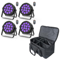 DELIBANG 4 kusy LED par reflektorů jevištní světlo s taškou, 84W RGBW DMX disco party světlo s dálkovým ovládáním master slave z