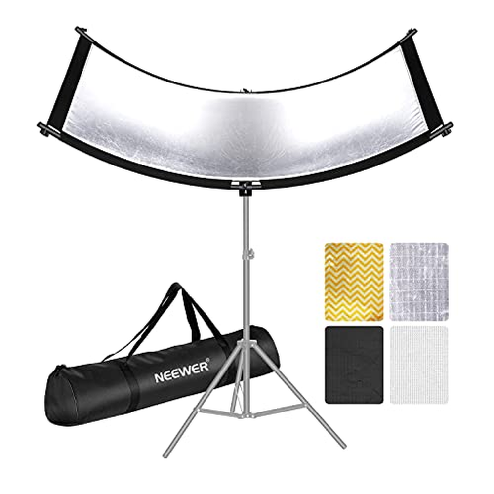 Neewer Clamshell Light Reflector Diffuser s přepravní taškou, 66"×24"/155x61cm Photography Curved Lighting Reflector for Photo S