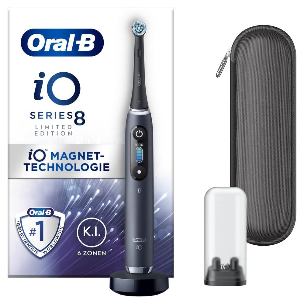 Oral-B iO Series 8 Elektrický zubní kartáček, 6 režimů čištění zubů, magnetická technologie, barevný displej & cestovní