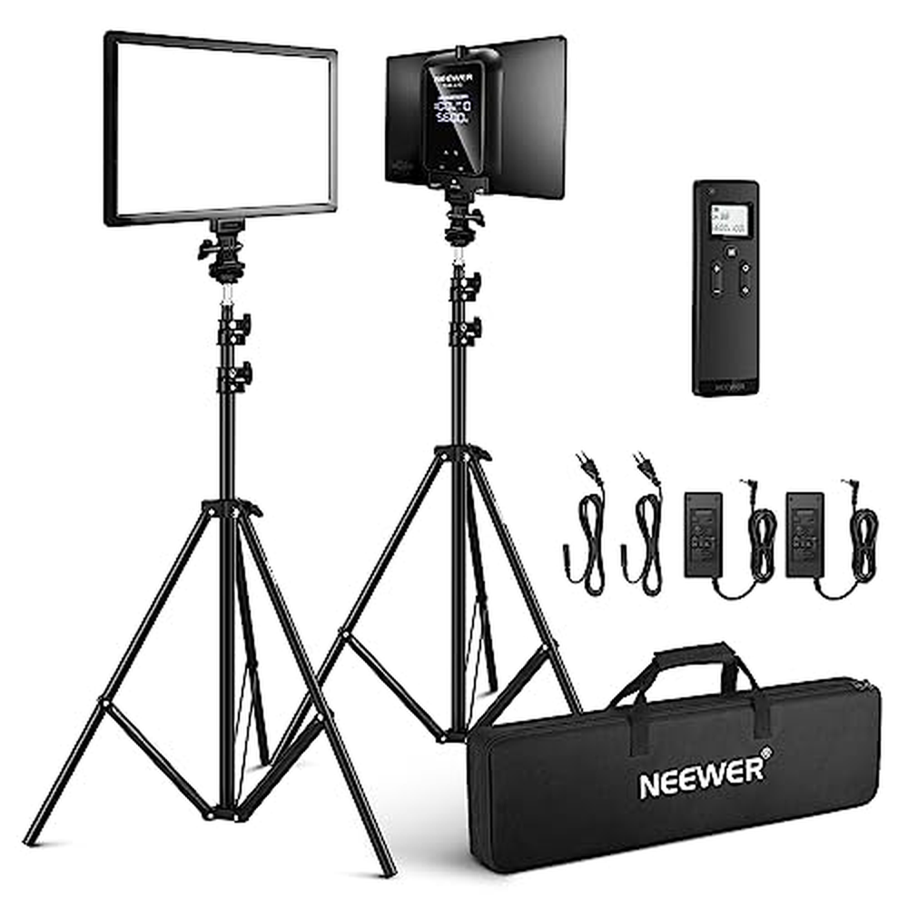 NEEWER Pack of 2 2.4G LED Panel Video Light Set, Soft Lighting, 12,9" klíčové světlo se stojanem/dálkovým ovládáním/3200-5600K/C