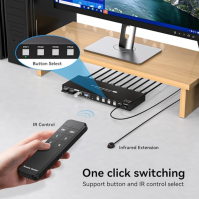 VPFET USB 3.0 HDMI KVM přepínač 4 PC 1 monitory 4K60Hz 4 porty HDMI 2.0 KVM přepínače Sdílejte 4 zařízení USB 3.0 Podporuje mont