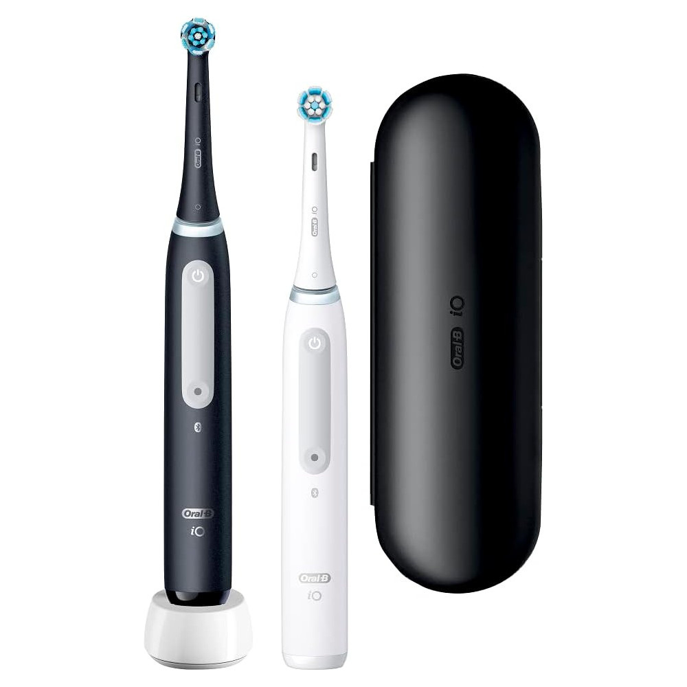 Oral-B iO Series 4 Elektrický zubní kartáček, Dvojbalení & 2 nástavce, 4 režimy čištění zubů, magnetická technologie