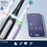 Oral-B iO Series 4 Elektrický zubní kartáček, Dvojbalení & 2 nástavce, 4 režimy čištění zubů, magnetická technologie