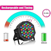 ZonQoonz dobíjecí LED světlo s vodotěsnou taškou, 4PCS RGB 36 LED reflektorů dobíjecí DMX jevištní světlo reflektor s dálkovým o