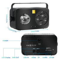 60W Sc√®ne Lamp with Remote Control, RGB DMX512 Lumi√√®re de F√™te 4 en 1 Voice Command, Lumi√®re Disco Contr√¥lée par Musique e