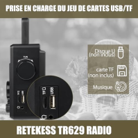 Retekess TR629 Přenosné rádio, světový přijímač s reproduktorem, FM AM SW LW, napájení kabelem nebo z baterie, USB SD karta, bud