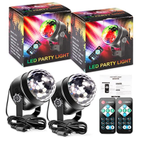 Disco Ball Party Light, LUNSY Disco Light Hudbou aktivovaná LED disko koule s dálkovým ovládáním, 2 kusy RGB Disco Light LED Par