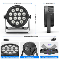 HOLDLAMP 14x6 RGBW LED Par Light, 84W Par Spotlight se zvukovou aktivací, DMX 4/8CH Stage Light Spotlight pro DJ Bar KTV Disco B