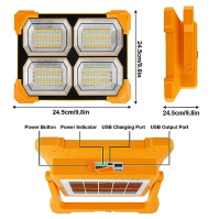 T-SUN 100W LED stavební reflektor, 5000LM solární lampa na staveniště, solární stavební reflektor LED bateriový reflektor, 4 rež