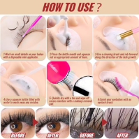 200ml/6.7fl.oz Lash Extension Cleanser Eyelash Shampoo Kit Mini USB Portable Lash Fan Eyelid Cleaning Brush Mascara Brush Microb