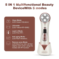 MiSMON Beauty Toning Device, radiofrekvenční EMS LED ošetření, pro zpevnění pleti, redukci jemných vrásek, proti stárnutí, 5 rež