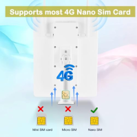 Venkovní bezdrátový 4G LTE solární router, 4G box se SIM kartou, 4G CLE 150Mpbs WiFi anténa, 2,4GHz Wi-FI 150Mpbs Launcher, 2 ex