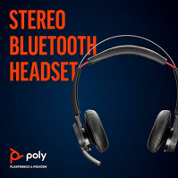 Poly - Voyager Focus UC s nabíjecím stojánkem (Plantronics) - Bluetooth náhlavní souprava do obou uší (stereo) s mikrofonem - ko