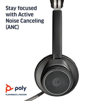 Poly - Voyager Focus UC s nabíjecím stojánkem (Plantronics) - Bluetooth náhlavní souprava do obou uší (stereo) s mikrofonem - ko