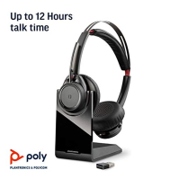 Poly - Voyager Focus UC s nabíjecím stojánkem (Plantronics) - Bluetooth náhlavní souprava do obou uší (stereo) s mikrofonem - ko