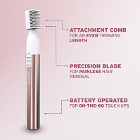 Wahl Ladies Precision Eyebrow Shaper, Dámský zastřihovač obočí, Oplachovatelná hlava, Bateriový zastřihovač pro ženy, Bezbolestn