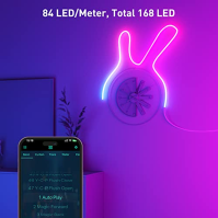 CHACOKO 2 m neonový RGB pásek s IC LED, duhový efekt, 84 LED/metr, vodotěsný IP65 USB silikonový LED pásek, aplikace a dálkové o