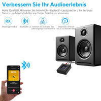 1Mii ML201 adaptér pro stereo systém, přijímač Bluetooth 5.0 s 3,5mm AUX cinch, bezdrátový audio přijímač pro PC reproduktory se