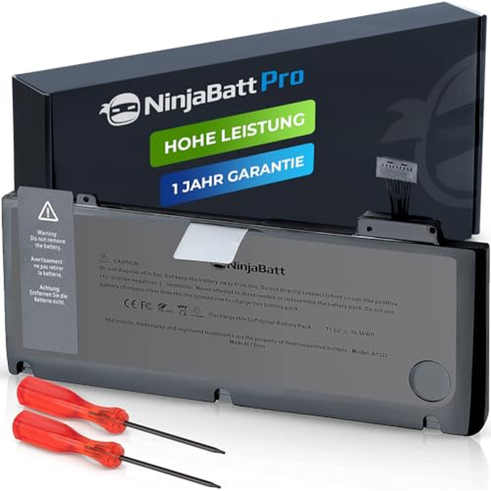 NinjaBatt Baterie A1278 A1322 Kompatibilní s Apple MacBook Pro 13" [2009 2010 2011 2012 Years] - Vysoký výkon [76.56Wh/11.6V]