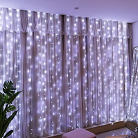 HXWEIYE 300 LED bílé světlo opona 3 m x 3 m USB víla světla opona s 8 režimy pro ložnice, vnitřní, venkovní, okno, svatby, stran