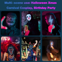 MOYACA Led maska se snímáním gest, LED svítící maska pro kostým Cosplay Party Masquerade, svítící maska pro Halloween v interiér