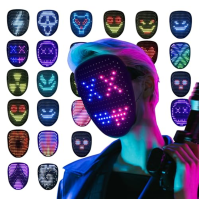 MOYACA Led maska se snímáním gest, LED svítící maska pro kostým Cosplay Party Masquerade, svítící maska pro Halloween v interiér