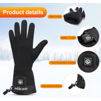 SNOW DEER Vyhřívané rukavice Liner Dobíjecí baterie Ohřívací rukavice pro muže Ženy Hand Warmer pro sníh Lyžování Jízda na kole